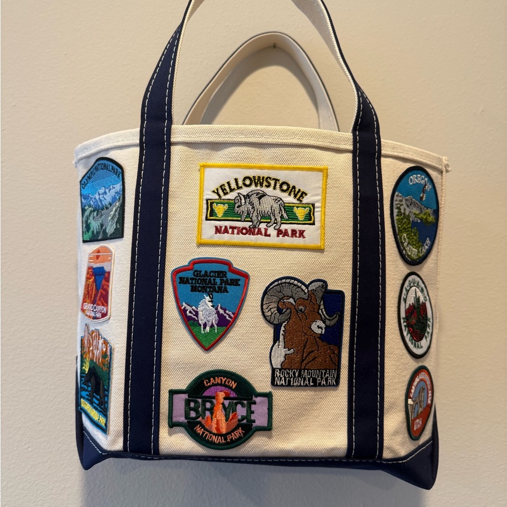 One of a Kind- National Park Patches LL Bean Boat Tote Bag in Navy - custom bag - Picture 2 of 7